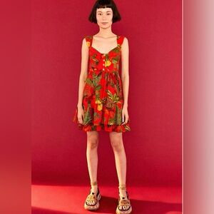 FARM Rio NWT Red Forrest Birds mini dress size S